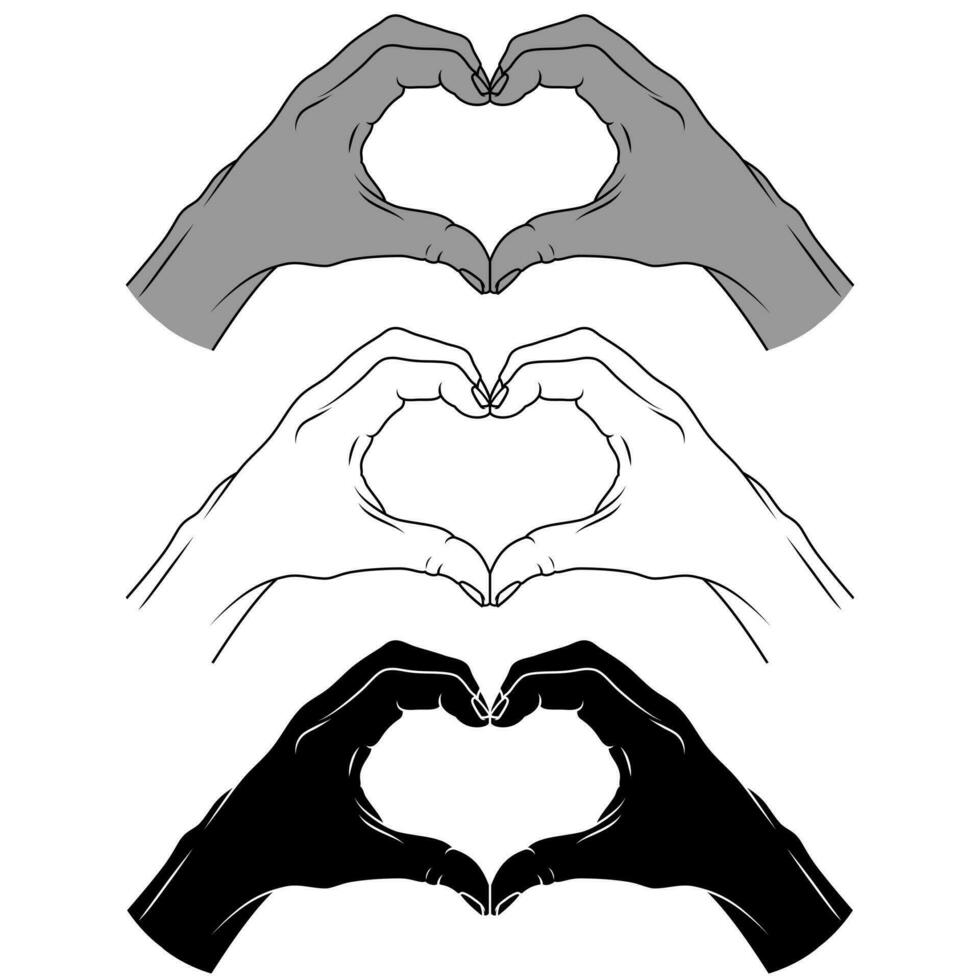 Vector design of hands forming a heart as a symbol of love