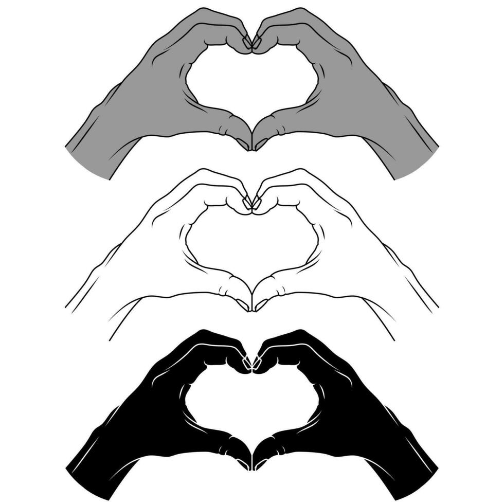 Vector design of hands forming a heart as a symbol of love