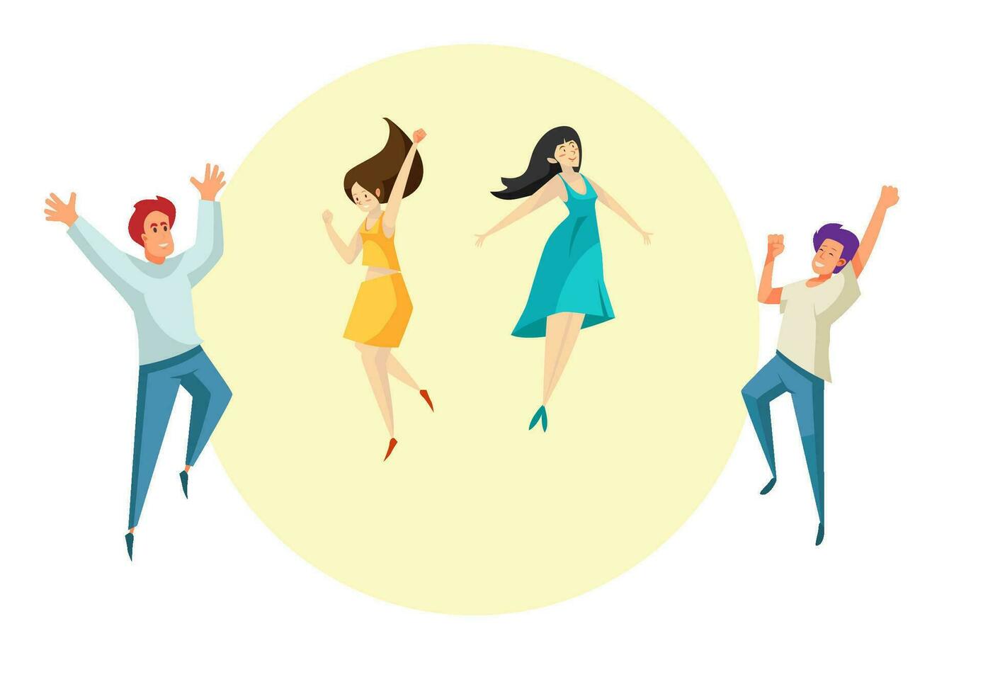 Happy Friendship Day, Adorable Cartoon Illustration with Boys and girls hugging each other or placing their hands in Flat Style vector