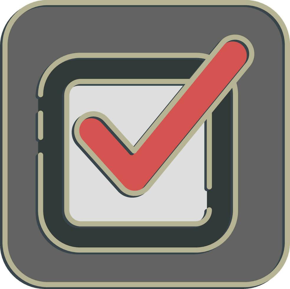 Icon check mark. Indonesian general election elements. Icons in embossed style. Good for prints, posters, infographics, etc. vector