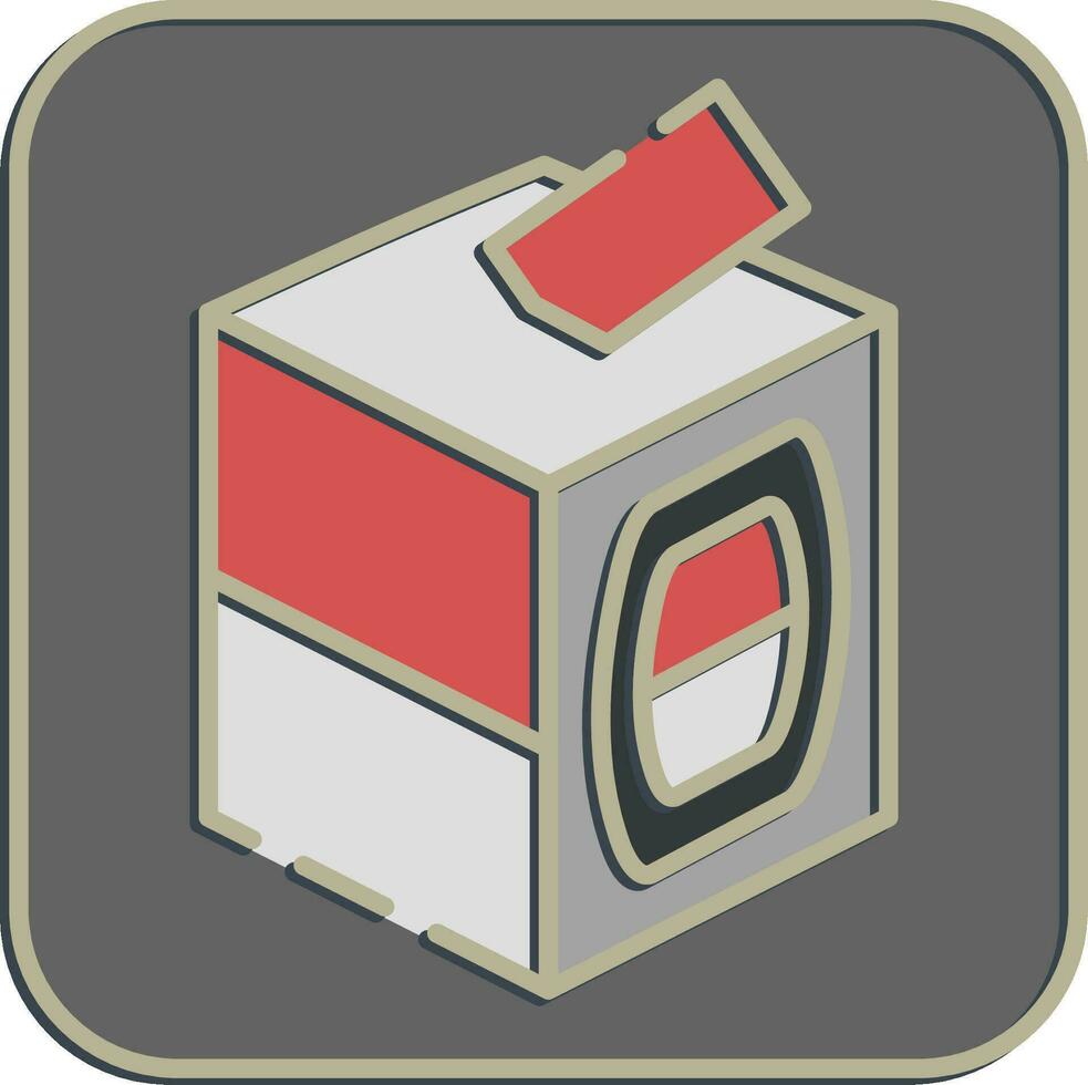 Icon ballot box. Indonesian general election elements. Icons in embossed style. Good for prints, posters, infographics, etc. vector