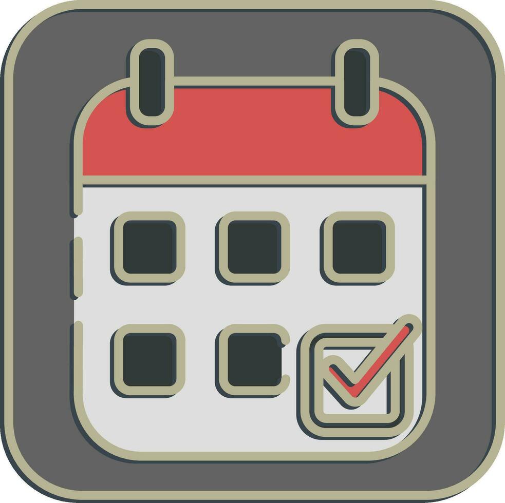 Icon election calendar. Indonesian general election elements. Icons in embossed style. Good for prints, posters, infographics, etc. vector