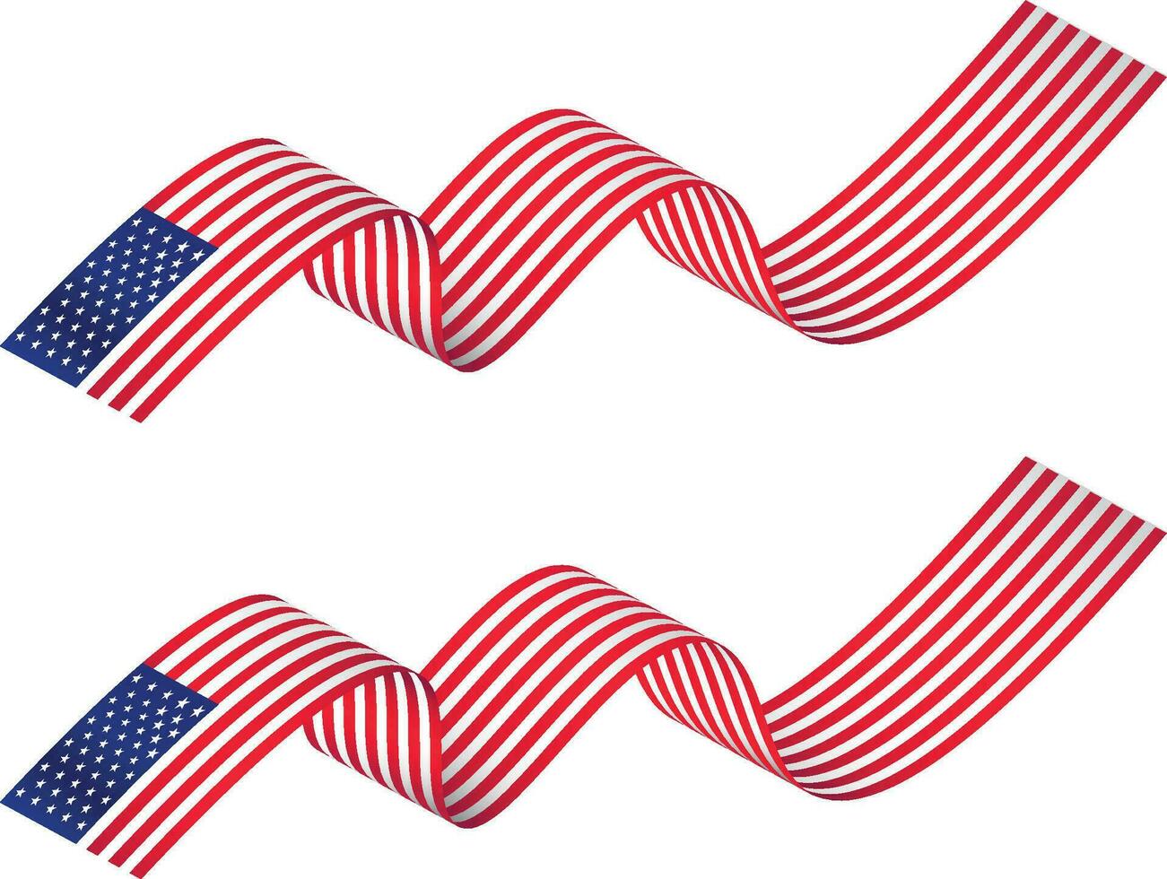 American Flag Ribbon Background. Waving Flag of United States vector