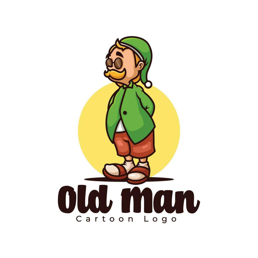 Old Man Cartoon Mascot Logo Design vector