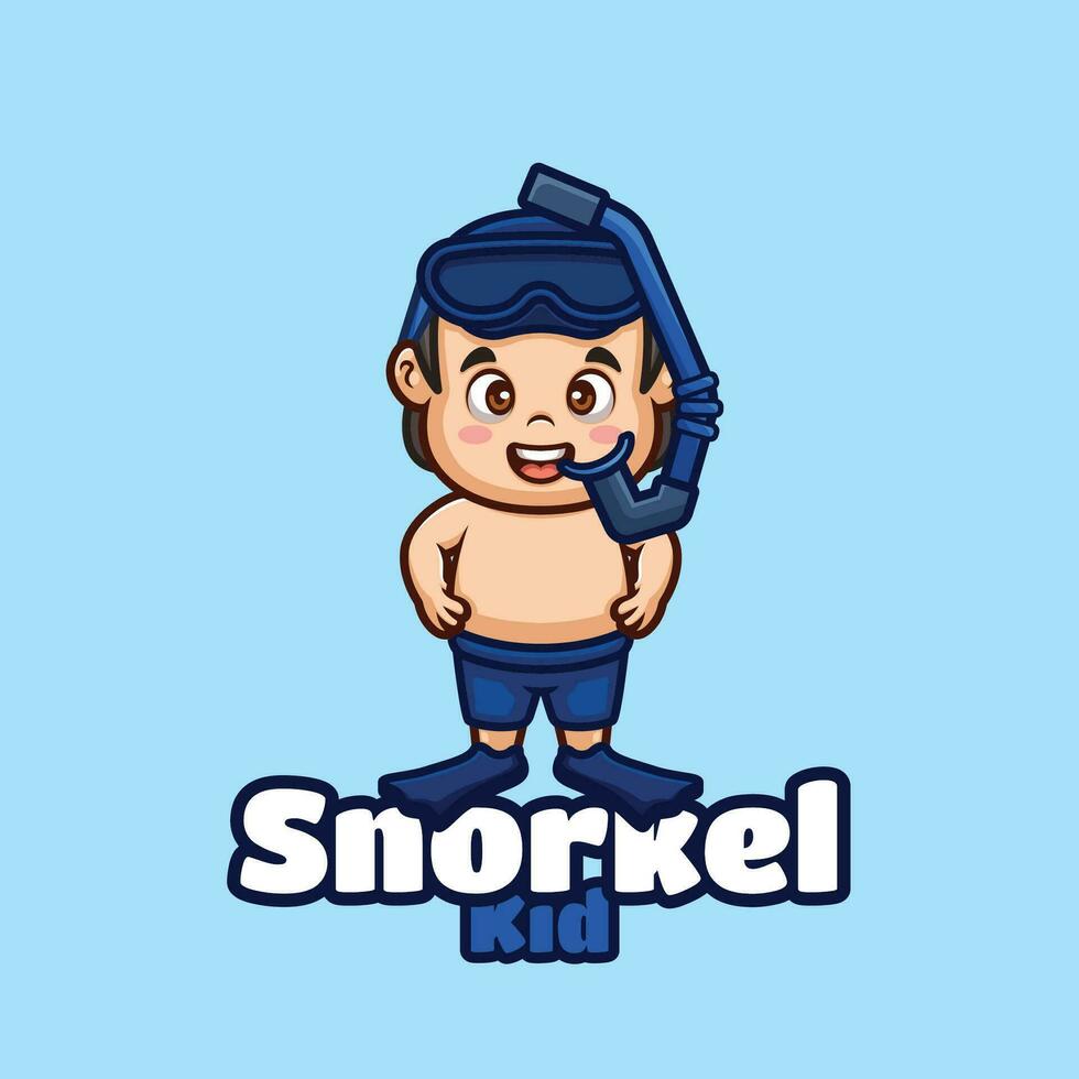 Snorkle Kid Cartoon Mascot Logo Design vector