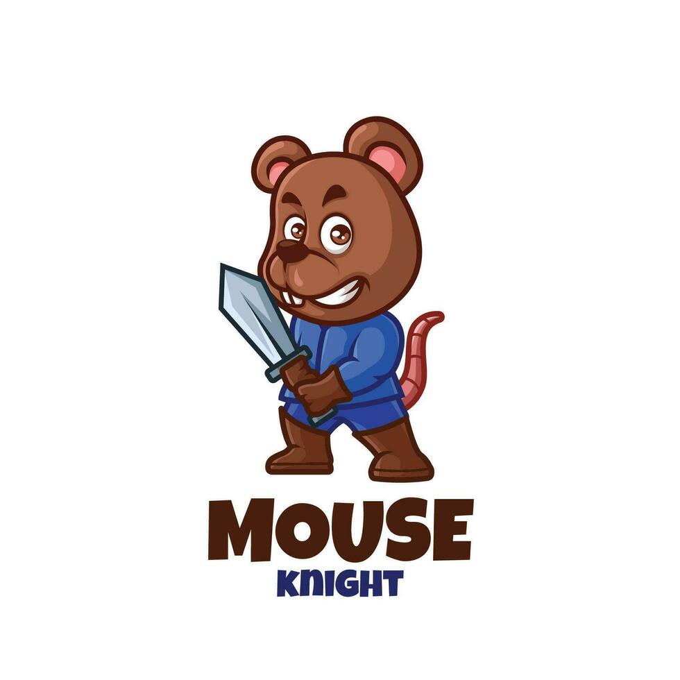 ratón Caballero dibujos animados mascota logo diseño vector