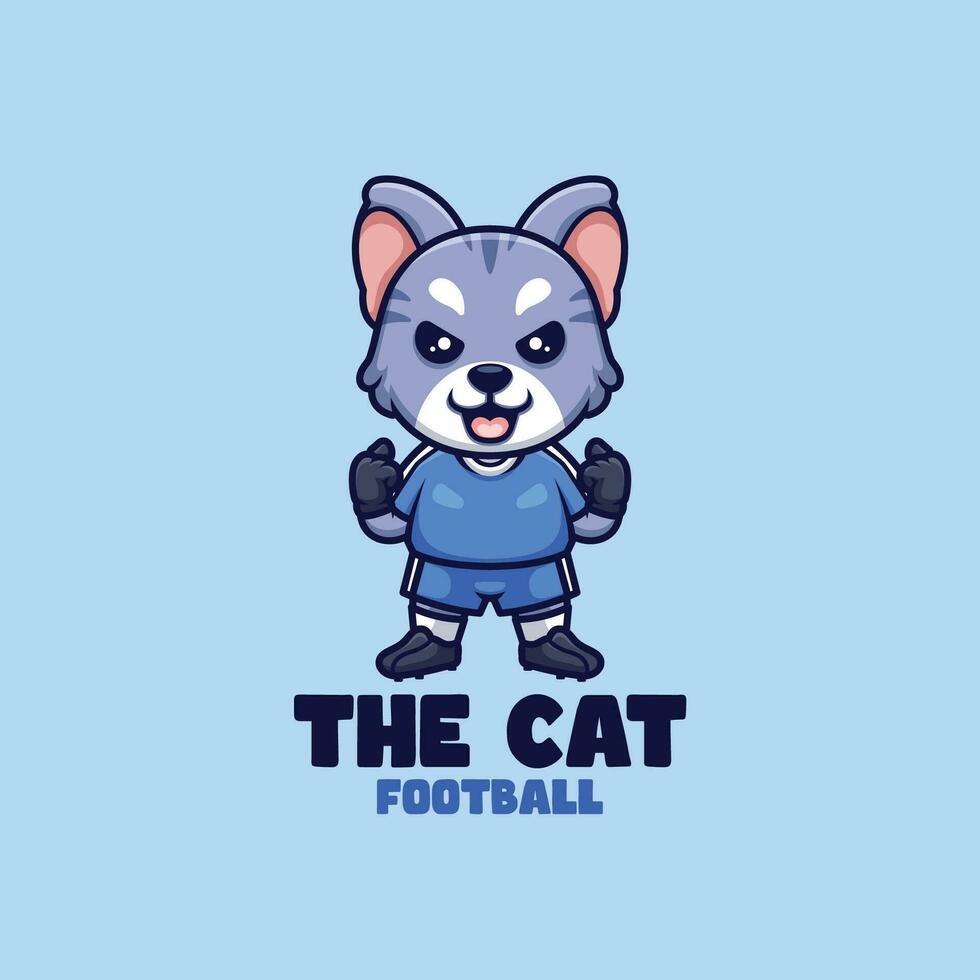 gato fútbol americano jugador dibujos animados mascota logo vector