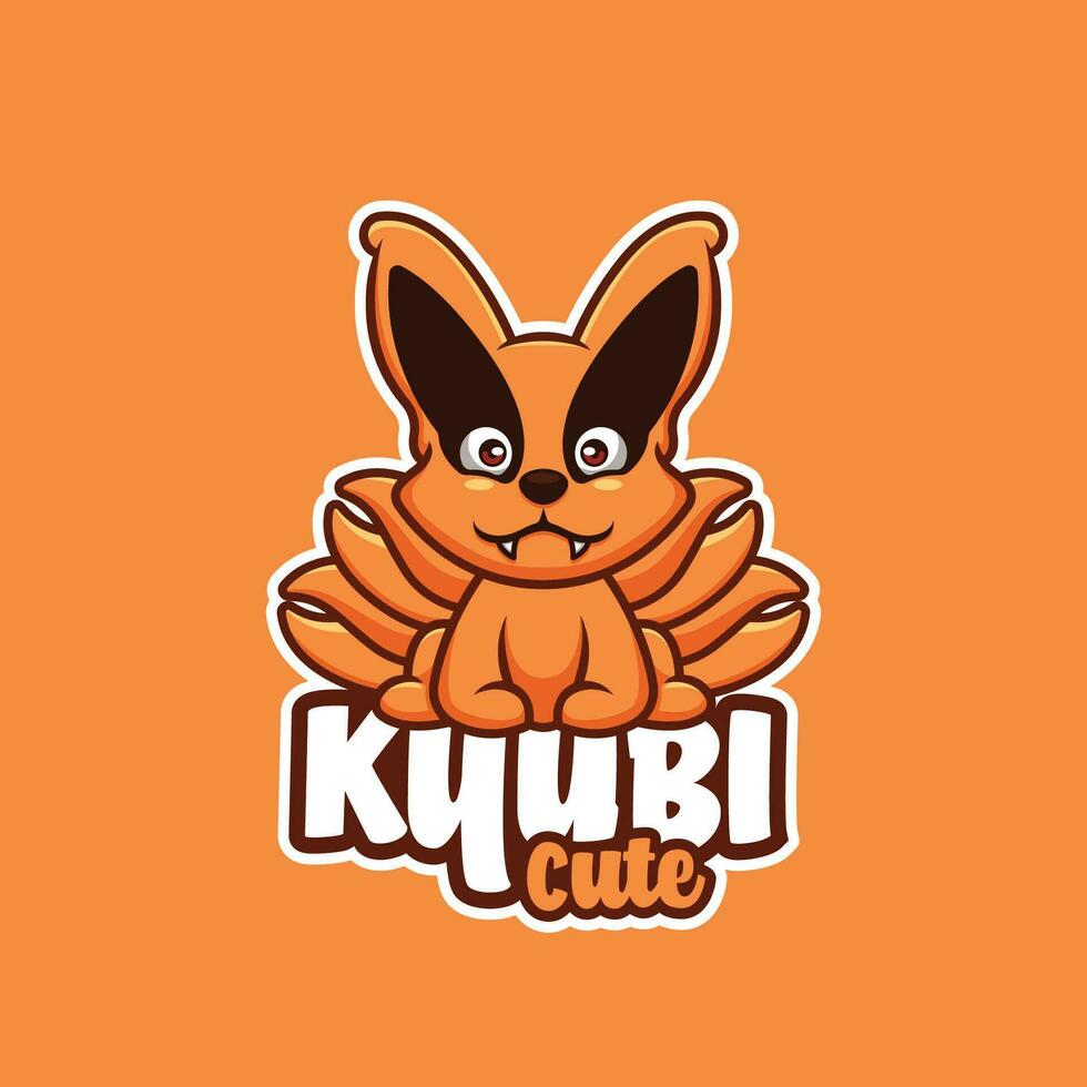 Cute Kyubi Cartoon Mascot Logo vector