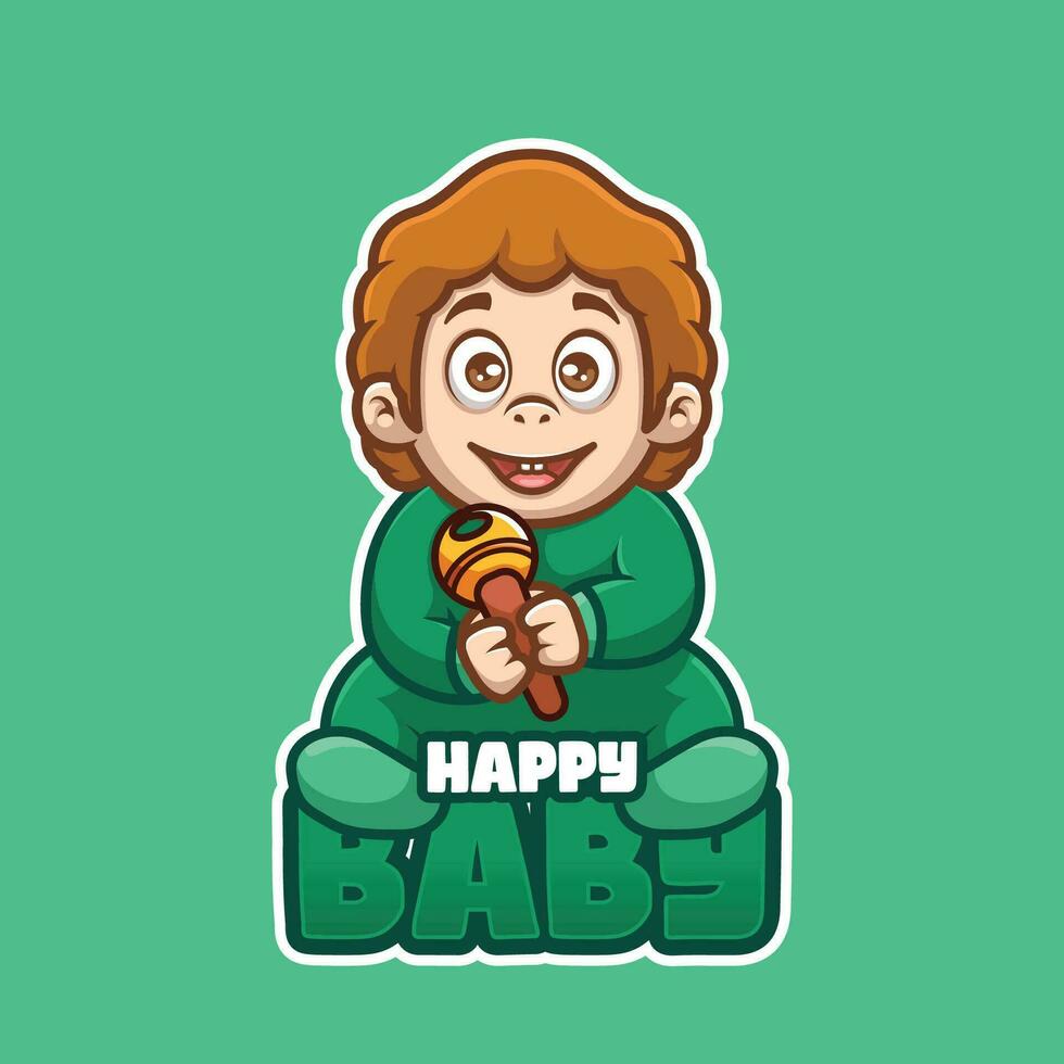 Happy Baby Cartoon Mascot Design vector