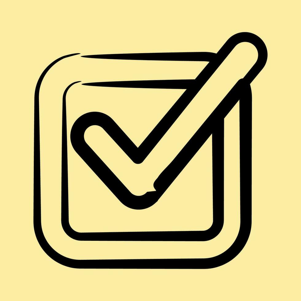 Icon check mark. Indonesian general election elements. Icons in hand drawn style. Good for prints, posters, infographics, etc. vector