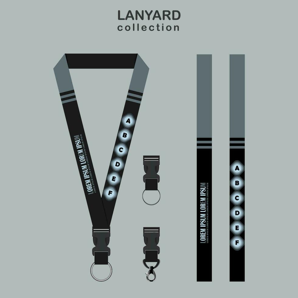 Gray Lanyard Template Set for All Company vector