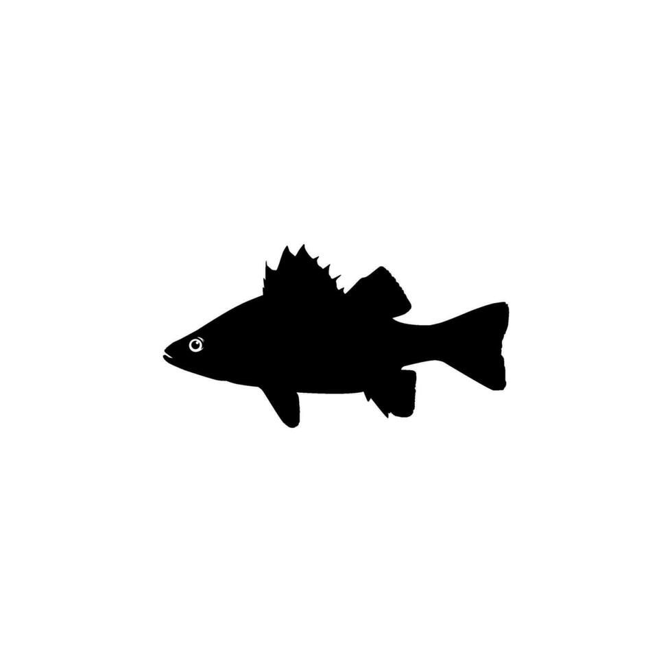 Bass Fish Silhouette, can use for Art Illustration, Logo Gram, Pictogram, Mascot, Website, or Graphic Design Element. Vector Illustration