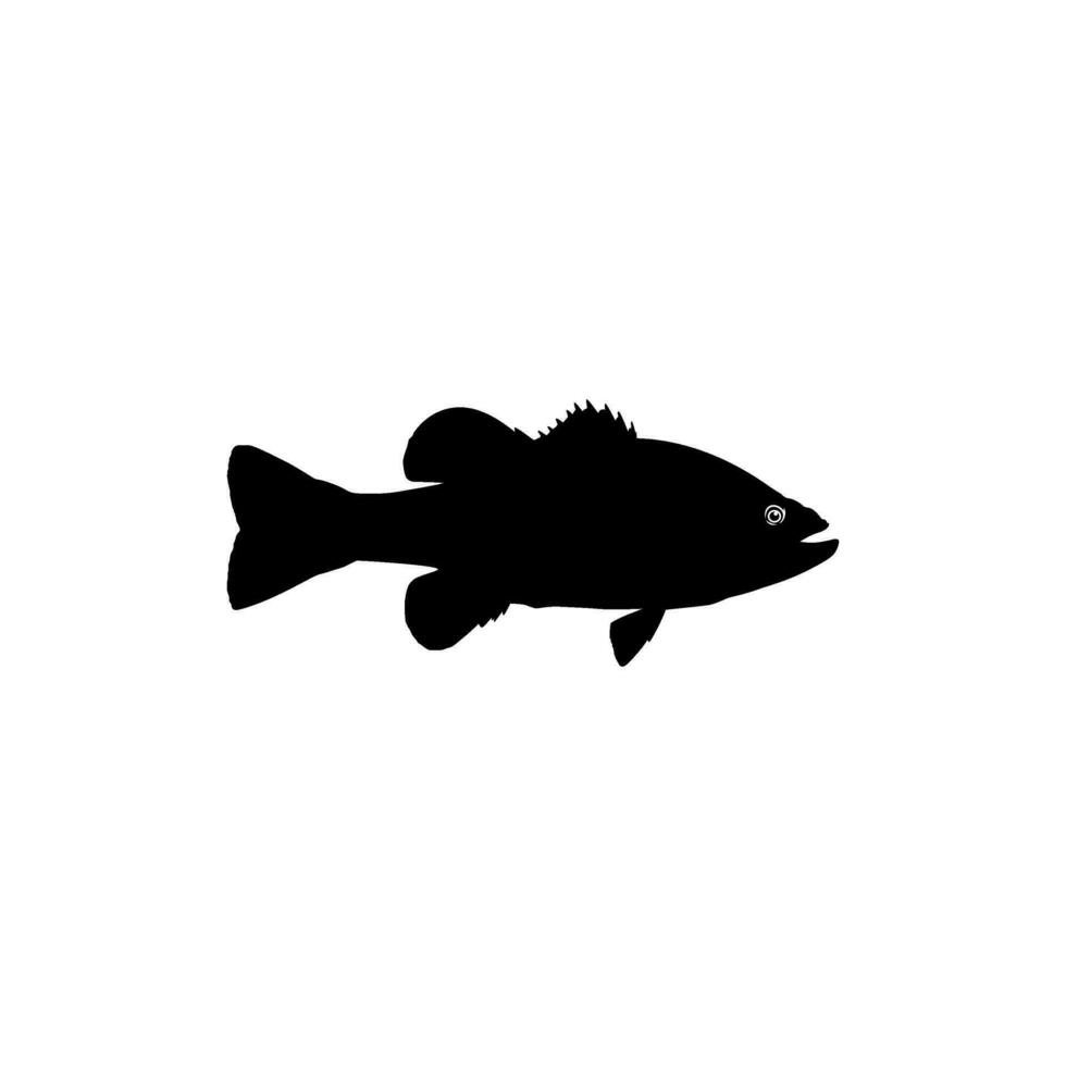 Bass Fish Silhouette, can use for Art Illustration, Logo Gram, Pictogram, Mascot, Website, or Graphic Design Element. Vector Illustration