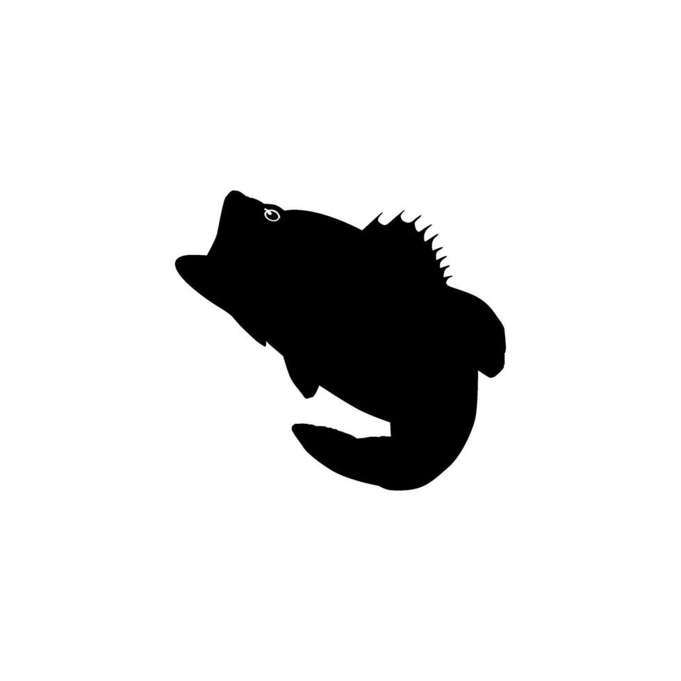 Bass Fish Silhouette, can use for Art Illustration, Logo Gram, Pictogram, Mascot, Website, or Graphic Design Element. Vector Illustration