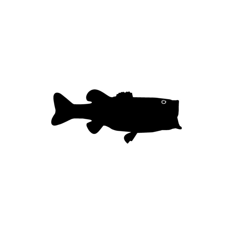 Bass Fish Silhouette, can use for Art Illustration, Logo Gram, Pictogram, Mascot, Website, or Graphic Design Element. Vector Illustration