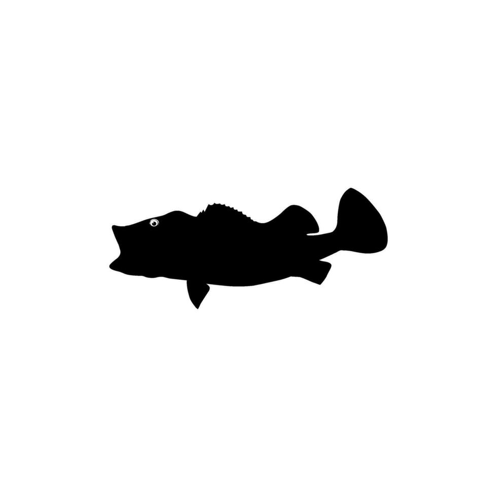 Bass Fish Silhouette, can use for Art Illustration, Logo Gram, Pictogram, Mascot, Website, or Graphic Design Element. Vector Illustration