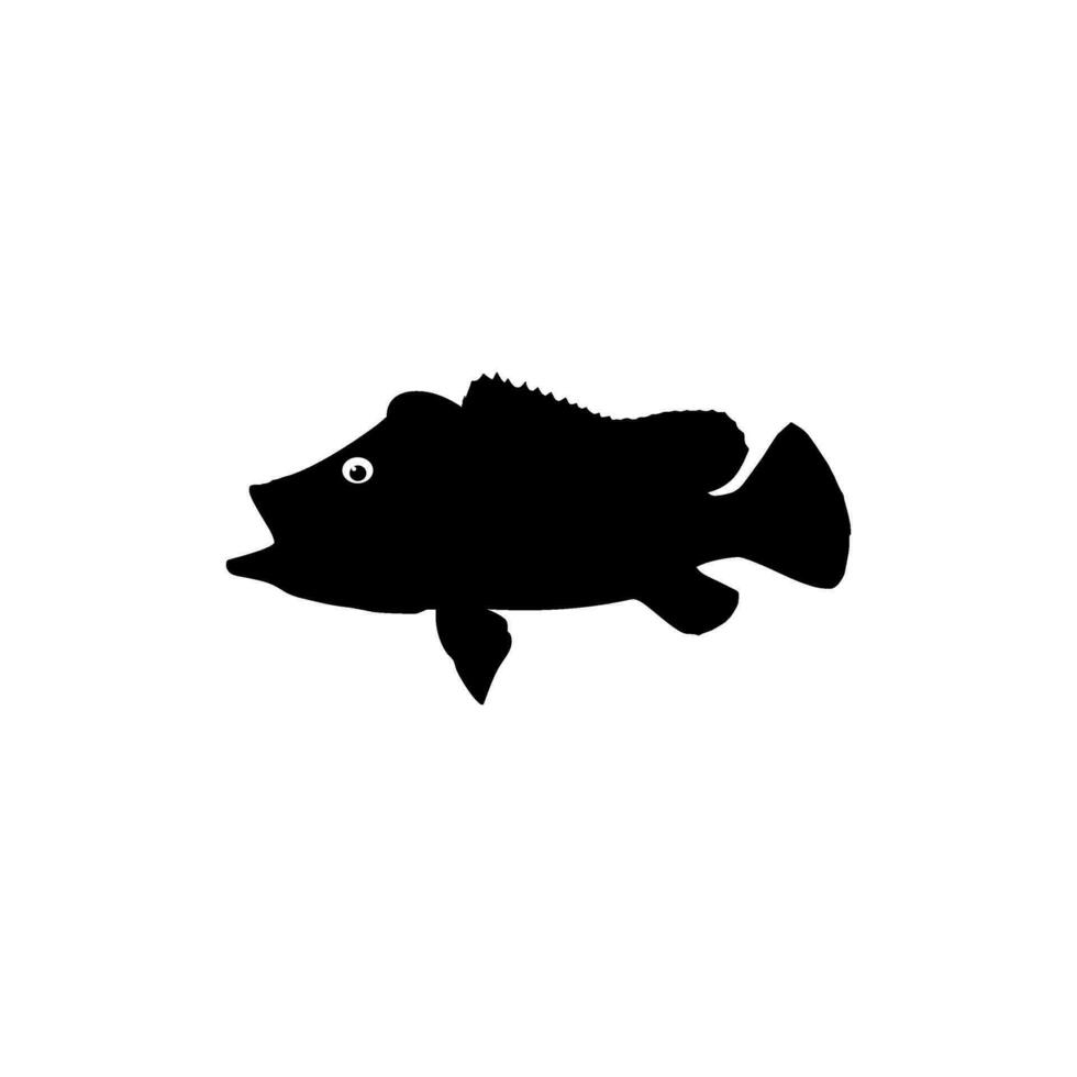 Bass Fish Silhouette, can use for Art Illustration, Logo Gram, Pictogram, Mascot, Website, or Graphic Design Element. Vector Illustration