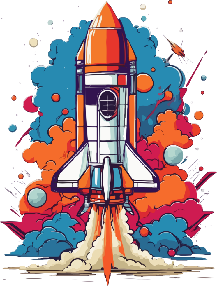 Rocket Digital Art Ready to Print Clip Art AI Generative png