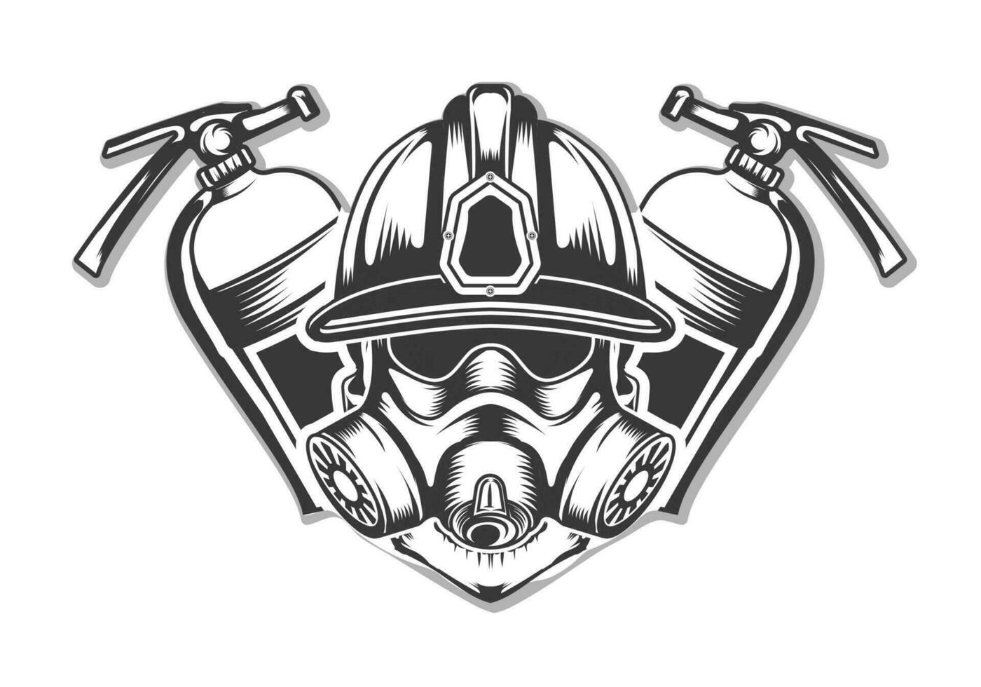 firefighter skull with Fire Extinguisher background bundle vector