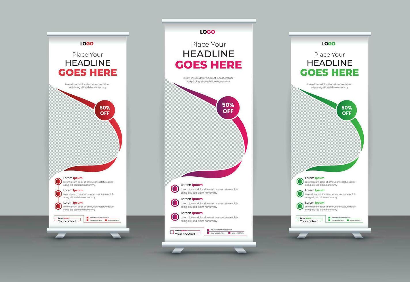 Template roll up banner for business, modern x-banner, rectangle size. Roll up banner design template, vertical, abstract background, pull up design vector