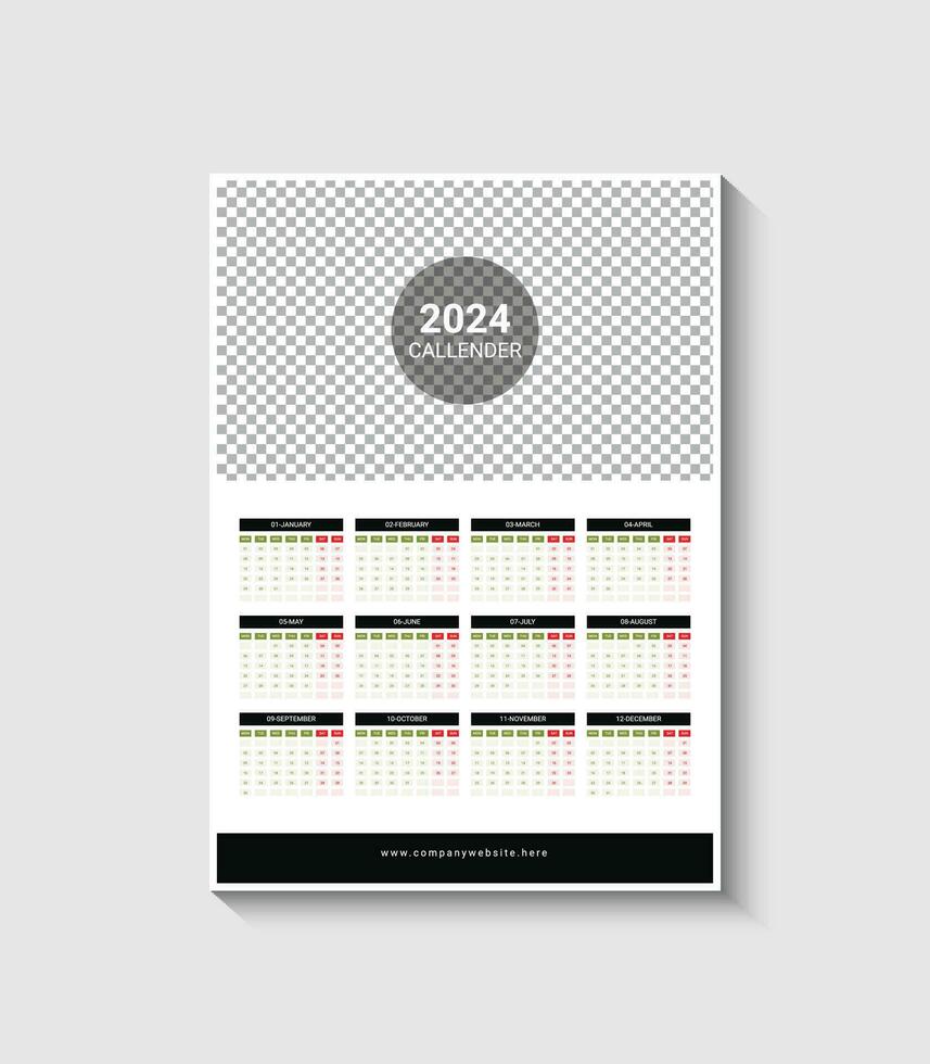 Free vector 2024 calendar design