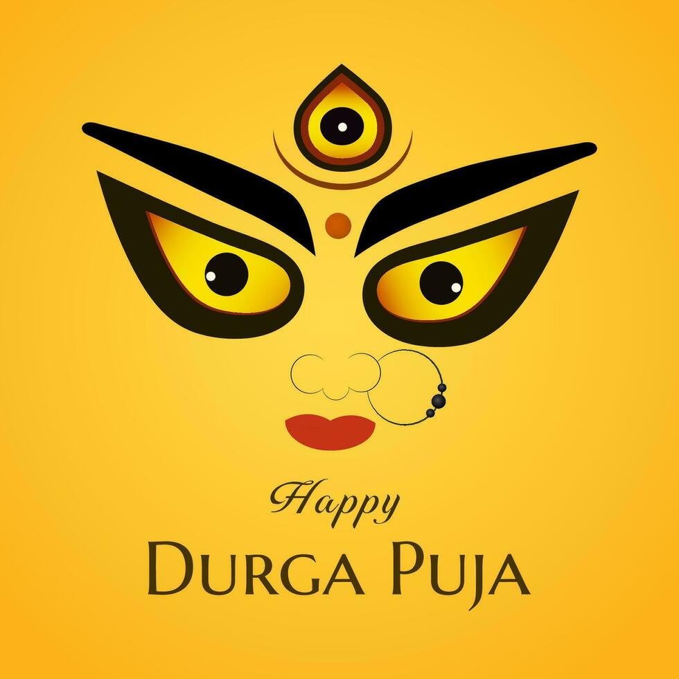 vector contento Durga puja diosa maa Durga cara en contento Durga puya, dussehra, y navratri celebracion concepto para web bandera, póster, social medios de comunicación correo, y volantes publicidad, web, pancarta, publicación,