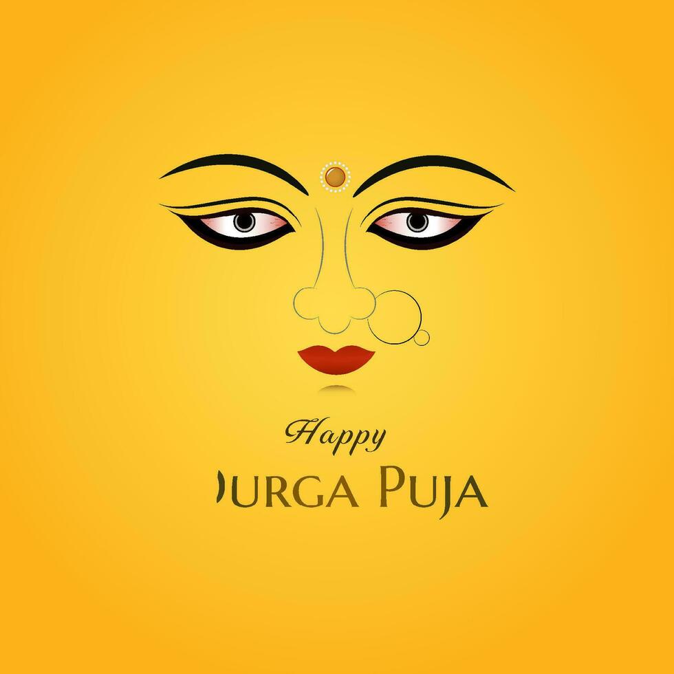 vector contento Durga puja diosa maa Durga cara en contento Durga puya, dussehra, y navratri celebracion concepto para web bandera, póster, social medios de comunicación correo, y volantes publicidad, web, pancarta, publicación,