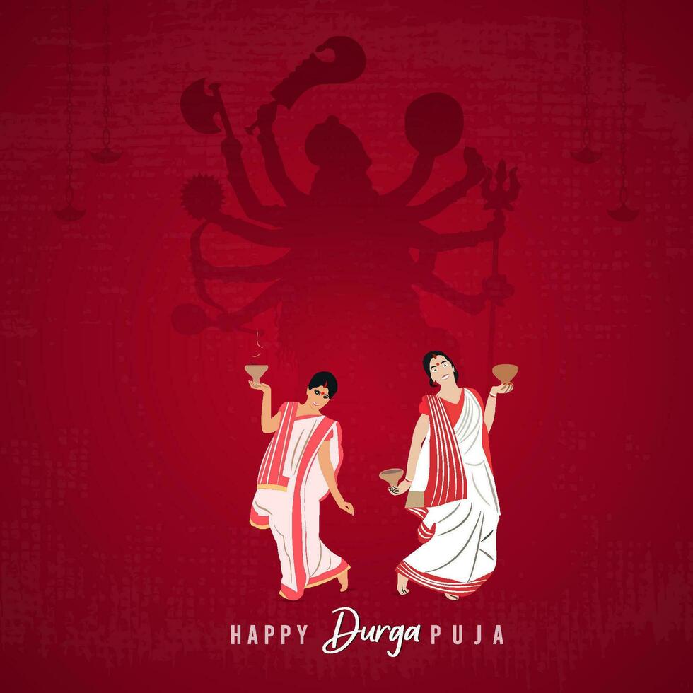 vector contento Durga puja diosa maa Durga cara en contento Durga puya, dussehra, y navratri celebracion concepto para web bandera, póster, social medios de comunicación correo, y volantes publicidad, web, pancarta, publicación,