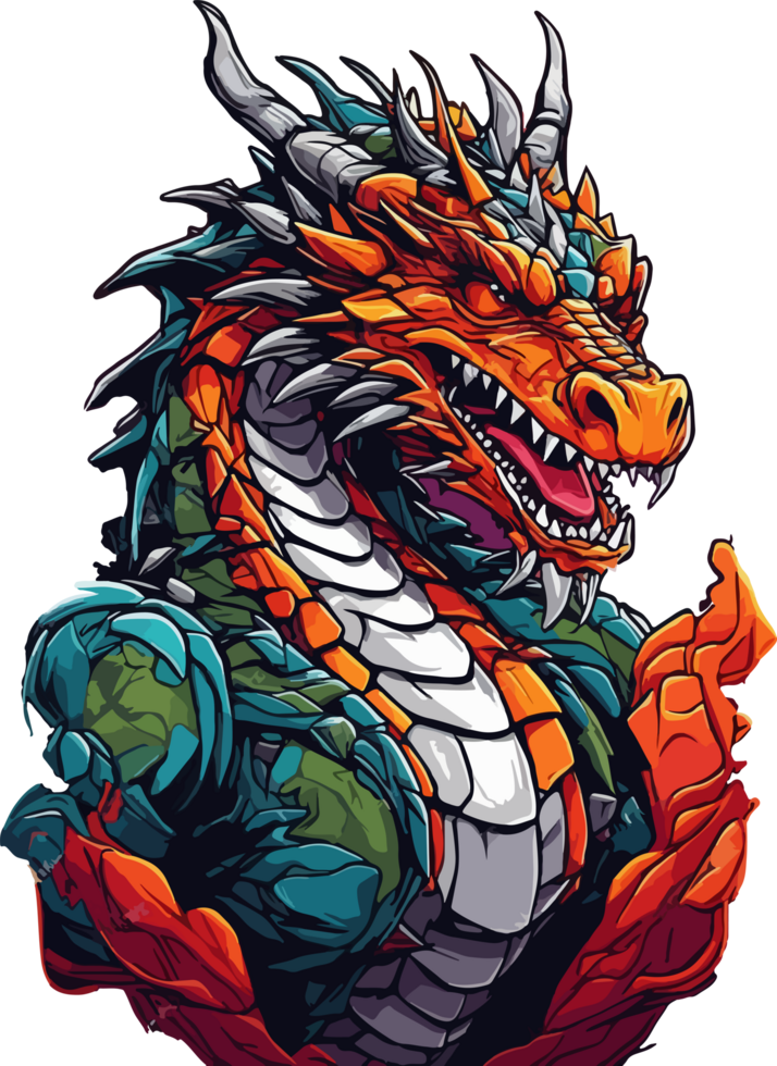 Dragon Digital Art Ready to Print Illustration with AI Generative png