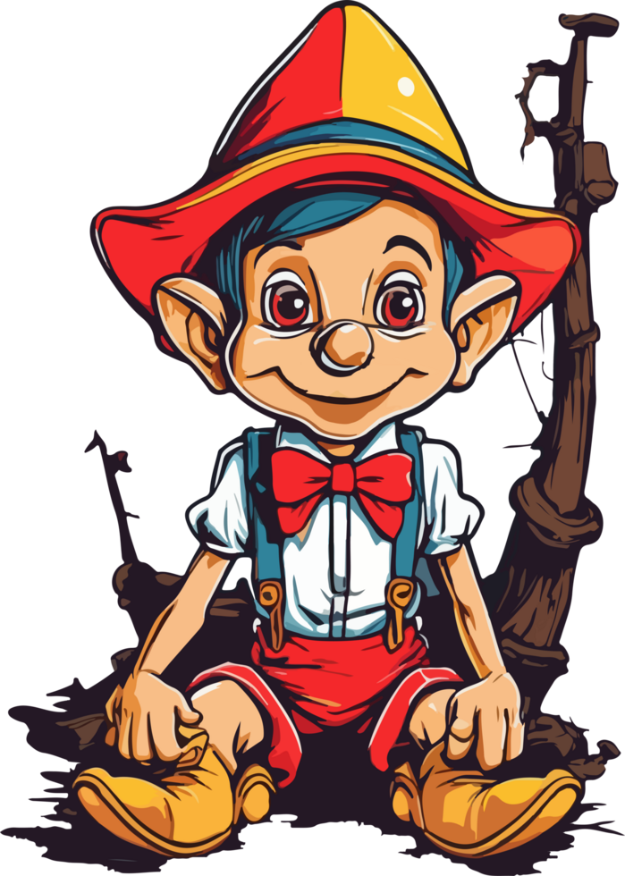 Pinocchio Digital Art T Shirt Design AI Generative png