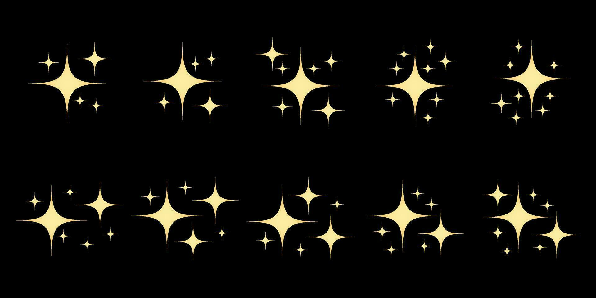 brillar estrella iconos brillar iconos diferente oro destellos iconos colección de estrella destellos símbolo. estrellas destellos vector
