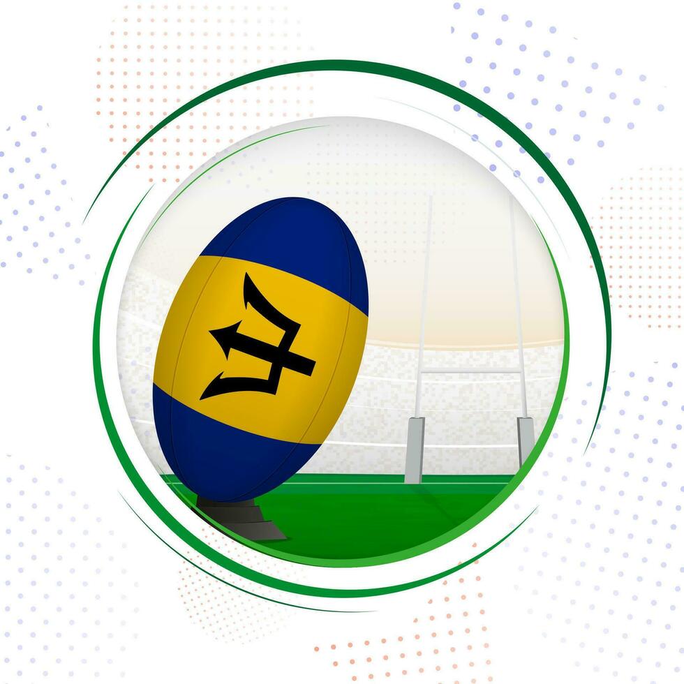 Flag of Barbados on rugby ball. Round rugby icon with flag of Barbados. vector