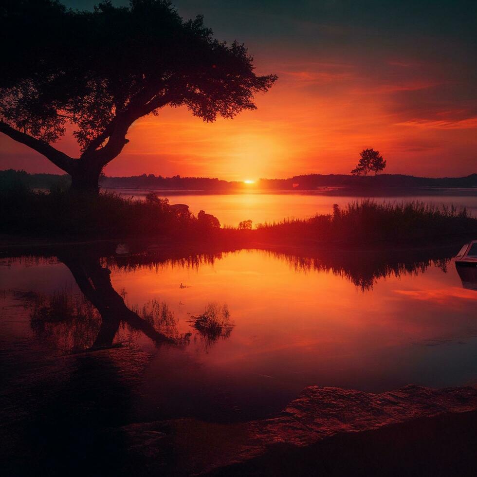 A realistic sunset AI Generated photo