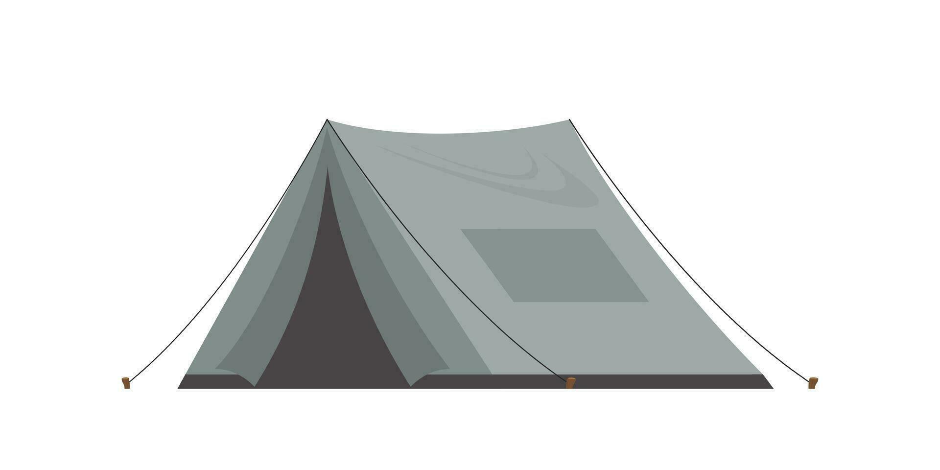 Large dark green tent. Isolated. Vector illustration.