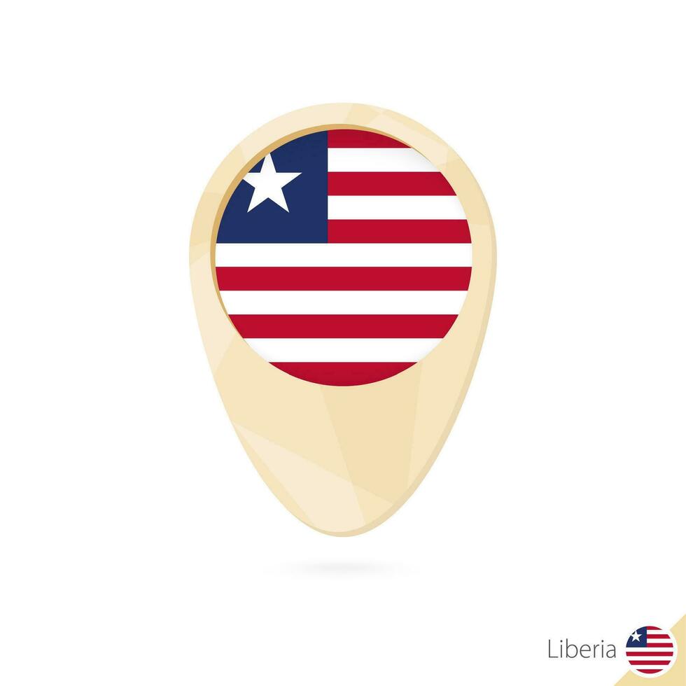 Map pointer with flag of Liberia. Orange abstract map icon. vector