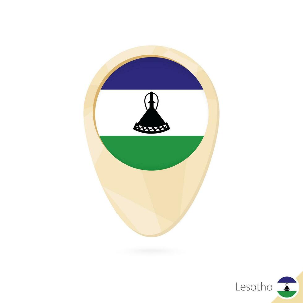 Map pointer with flag of Lesotho. Orange abstract map icon. vector