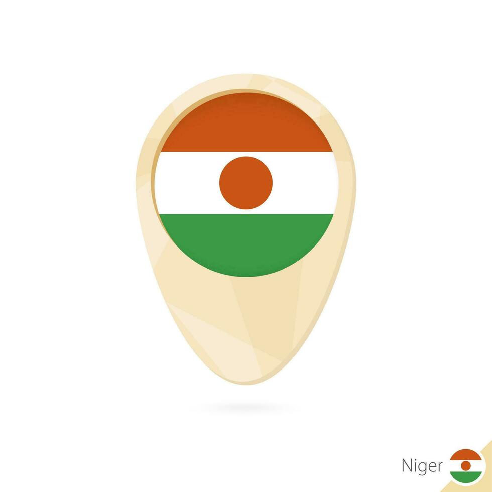 Map pointer with flag of Niger. Orange abstract map icon. vector