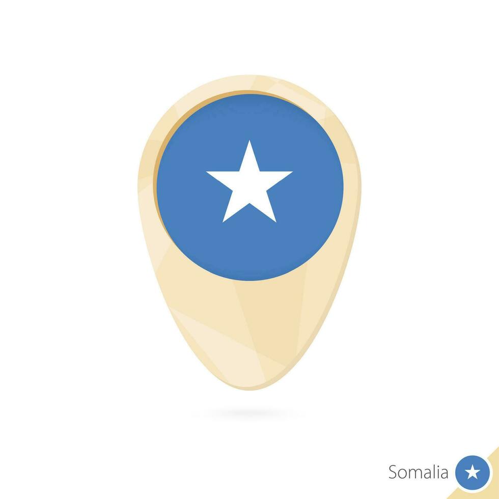 Map pointer with flag of Somalia. Orange abstract map icon. vector