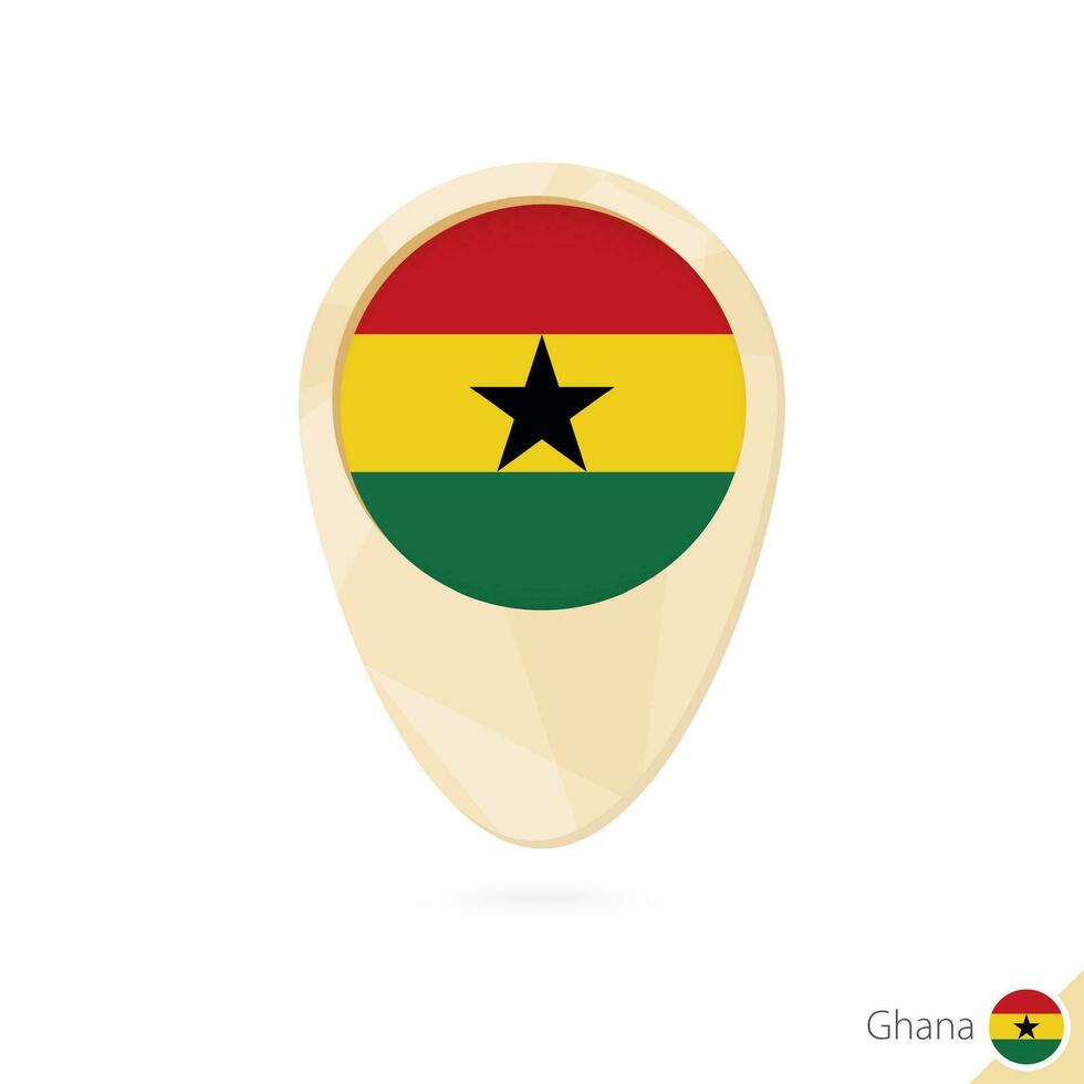 Map pointer with flag of Ghana. Orange abstract map icon. vector