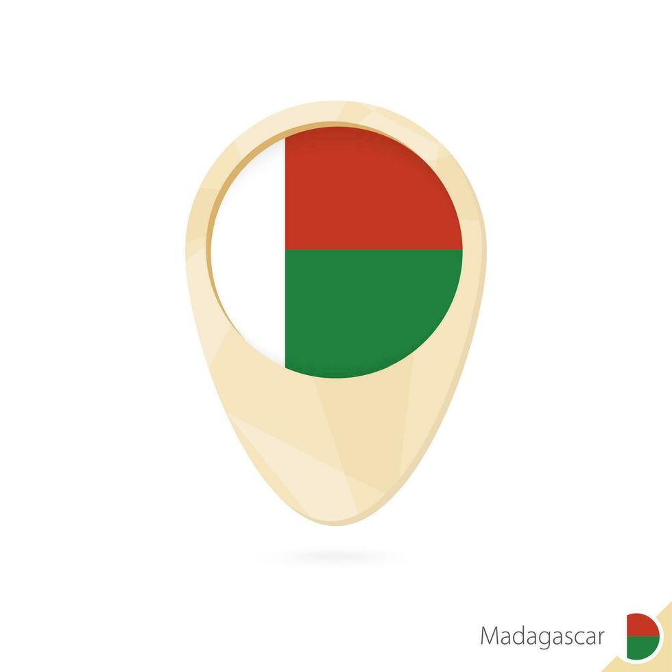 Map pointer with flag of Madagascar. Orange abstract map icon. vector