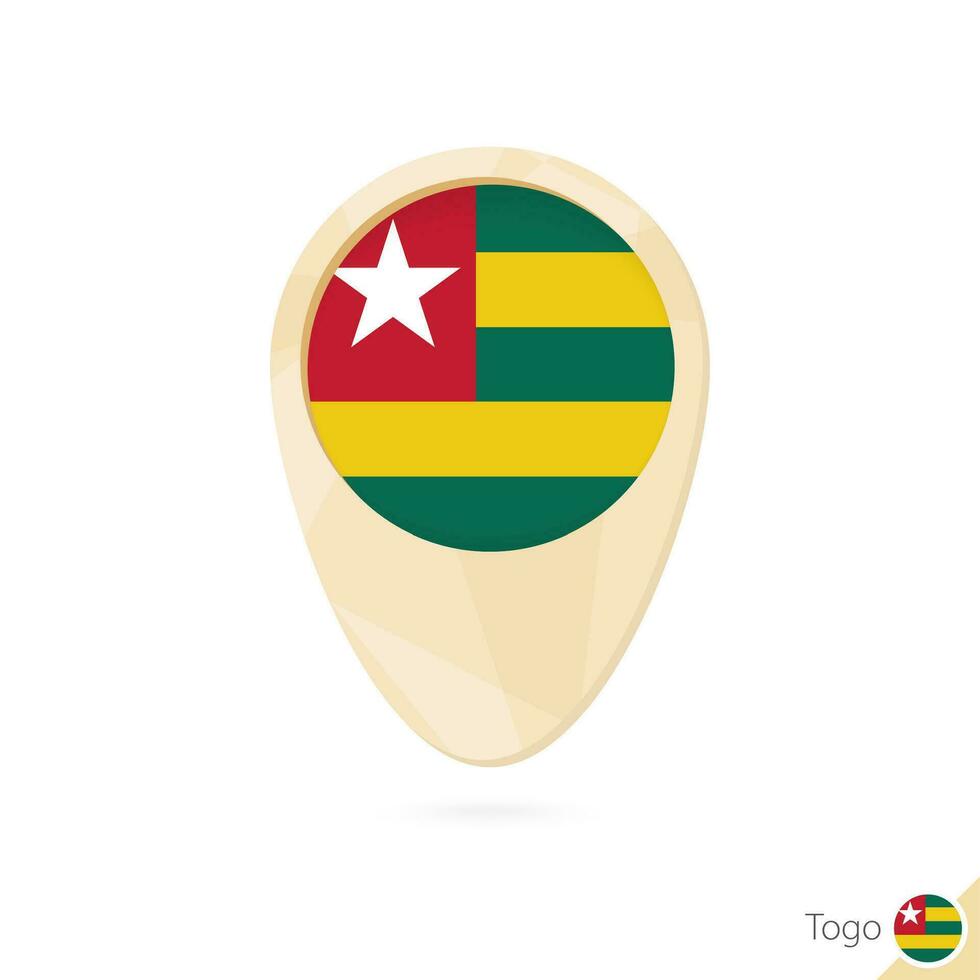 Map pointer with flag of Togo. Orange abstract map icon. vector