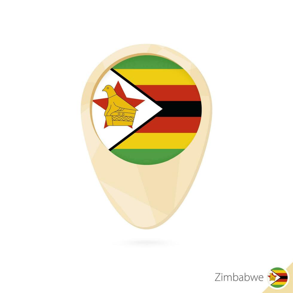 Map pointer with flag of Zimbabwe. Orange abstract map icon. vector