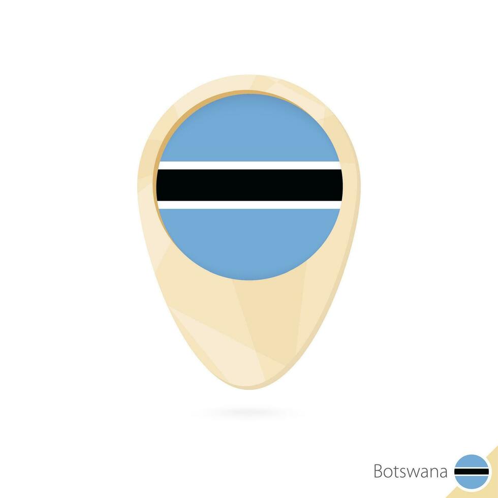 Map pointer with flag of Botswana. Orange abstract map icon. vector