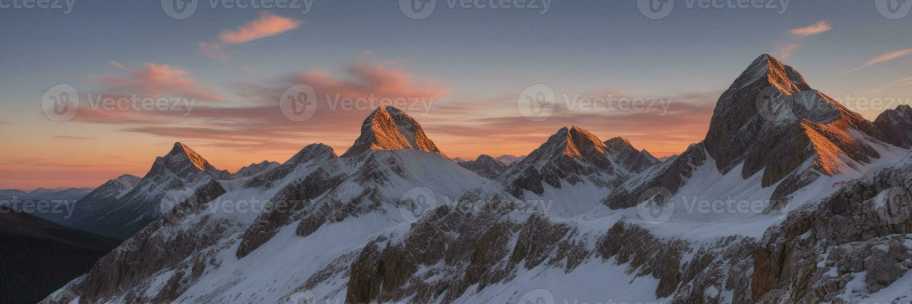 montaña paisaje a puesta de sol. ai generado foto