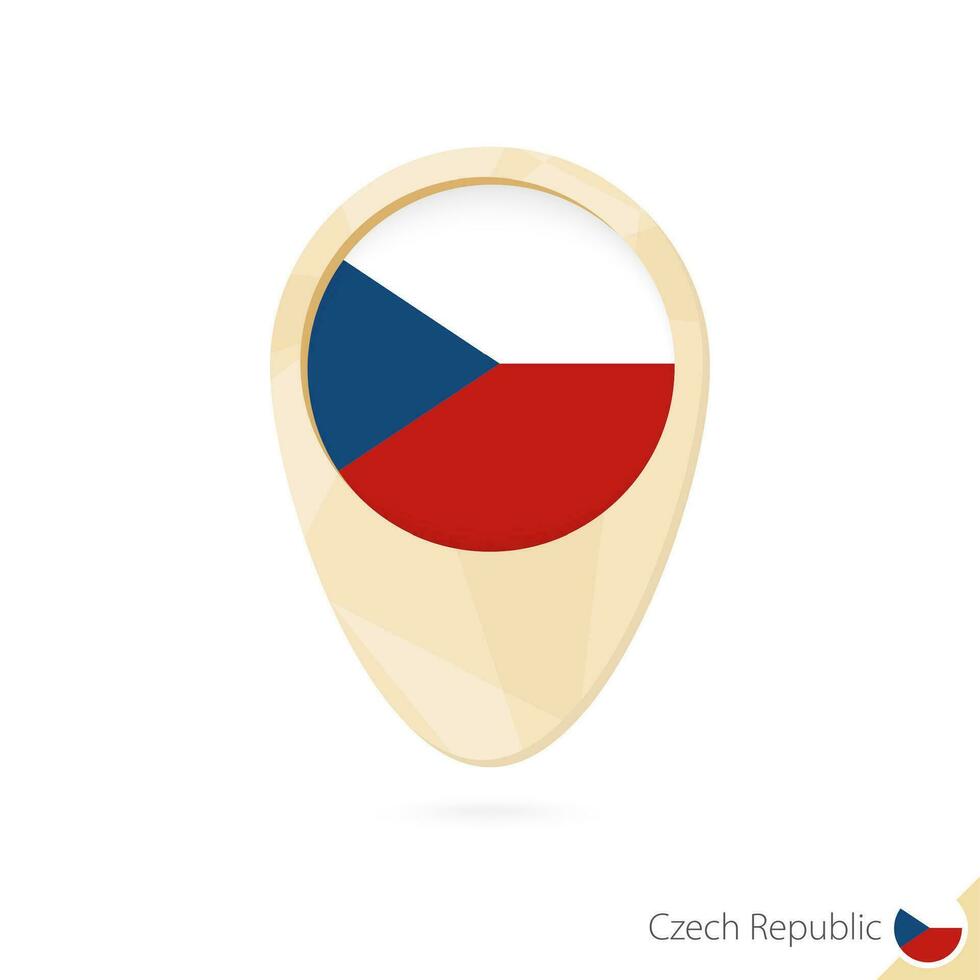 Map pointer with flag of Czech Republic. Orange abstract map icon. vector