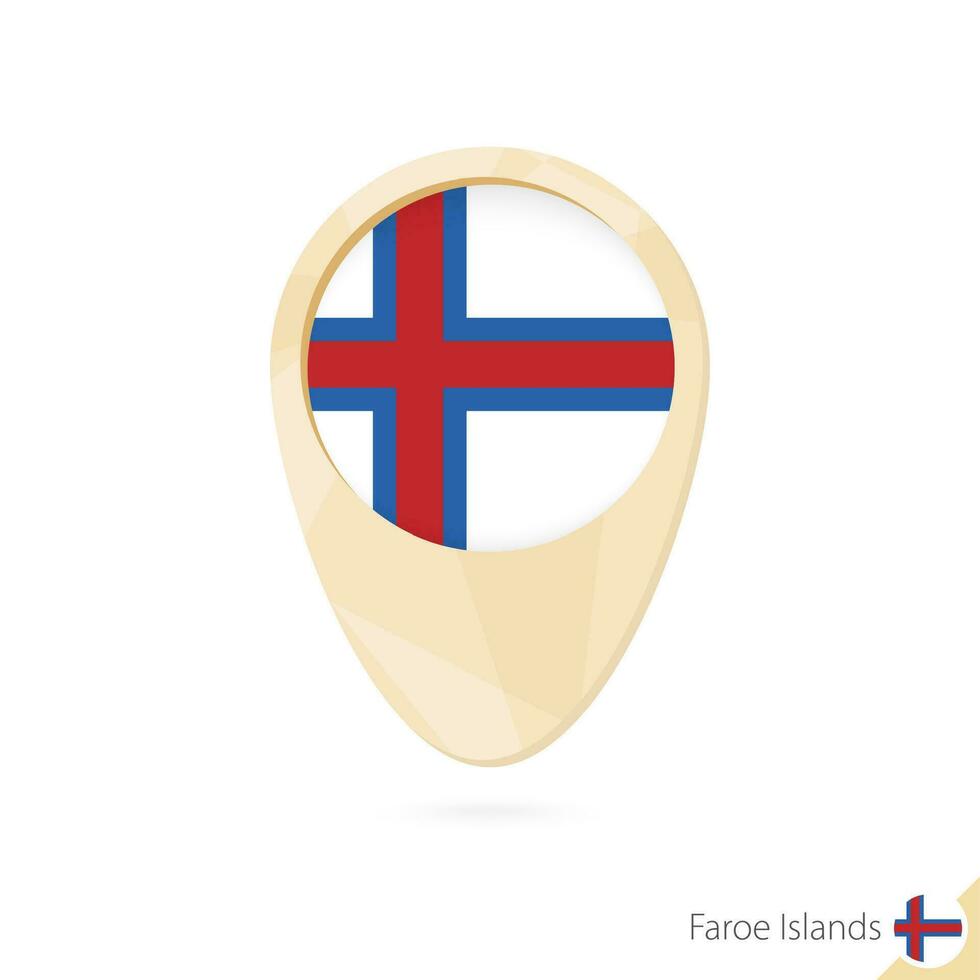 Map pointer with flag of Faroe Islands. Orange abstract map icon. vector