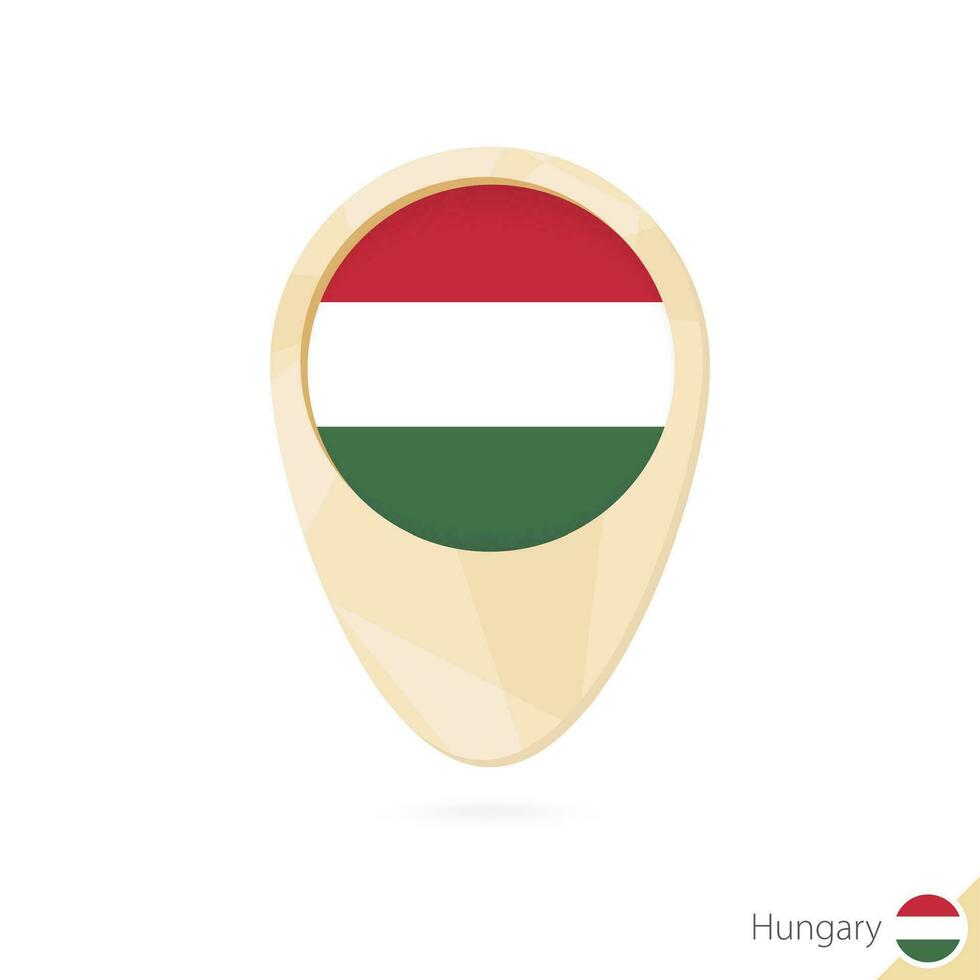 Map pointer with flag of Hungary. Orange abstract map icon. vector