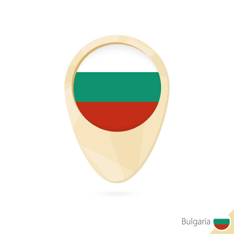Map pointer with flag of Bulgaria. Orange abstract map icon. vector