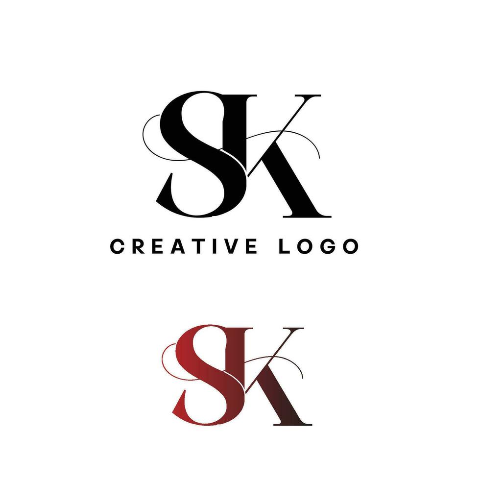 SK initial letter logo vector