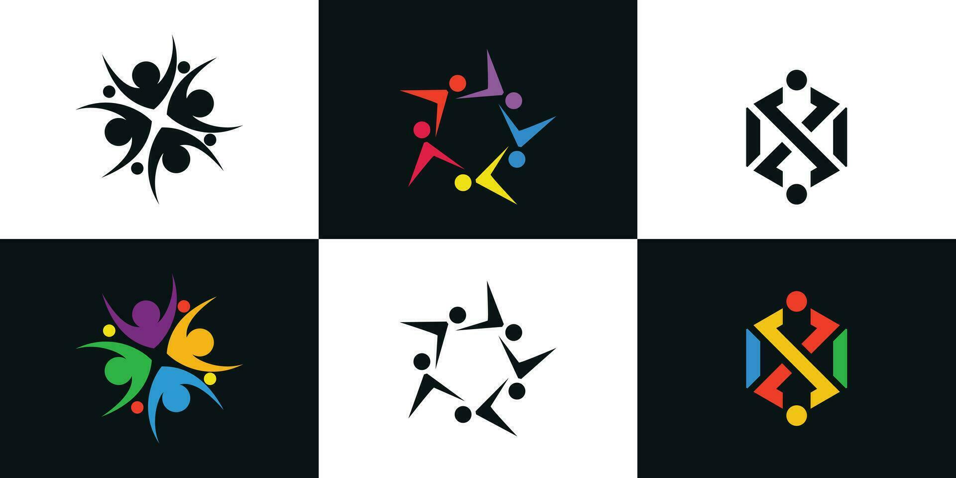 Set vector community and team work logo abstract premium vector